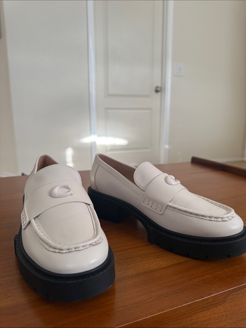 NEW White Chunky Sole Leather Loafers